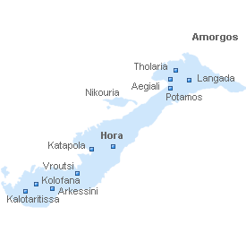 Map of Amorgos Island, Cyclades Islands, Greece