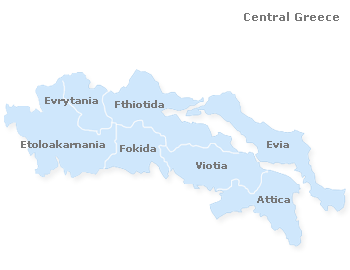 Map of Central Greece with prefectures