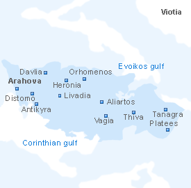 Map of Viotia Prefecture, Central Greece