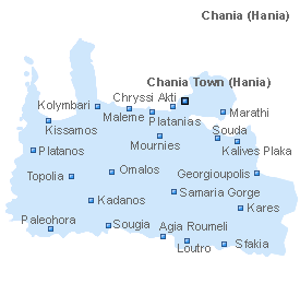 Map of Chania (Hania), Crete Island, Greece