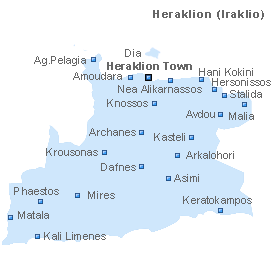 Map of Heraklion  (Iraklio), Crete Island, Greece