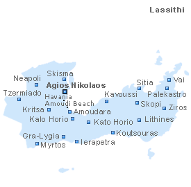 Map of Lassithi, Crete Island, Greece