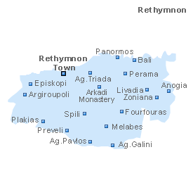 Map of Rethymnon, Crete Island, Greece