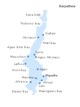 Map of Karpathos, Dodecanese Islands