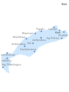 Map of Kos, Dodecanese Islands