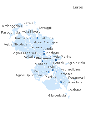 Map of Leros, Dodecanese Islands