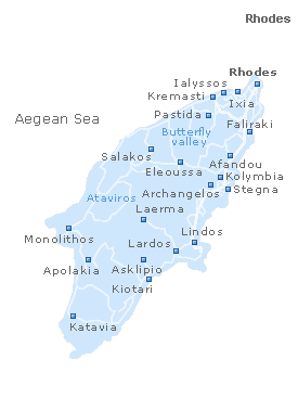 Map of Rhodes, Dodecanese Islands