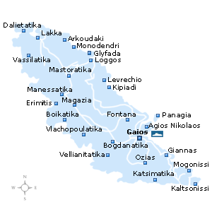 Map of Paxos Island, Ionian Islands, Greece