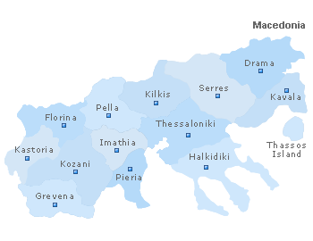 Map of Macedonia, Greece