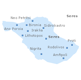 Map of Serres, Macedonia, Greece