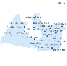 Map of Milos Island, Cyclades Islands, Greece