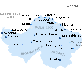 Map of Achaia, Peloponnese