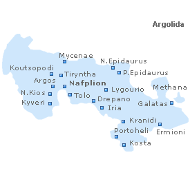 Map of Argolida, Peloponnese