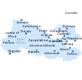 Map of Corinth, Peloponnese