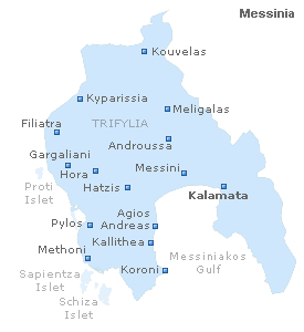 Map of Messinia, Peloponnese