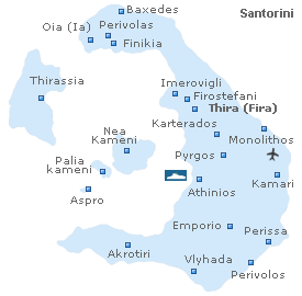 santorini map greece hotels hotel travel car island islands agents rental