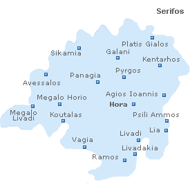 Map of Serifos Island, Cyclades Islands, Greece