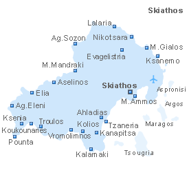 Map of Skiathos Island, Sporades Islands, Greece