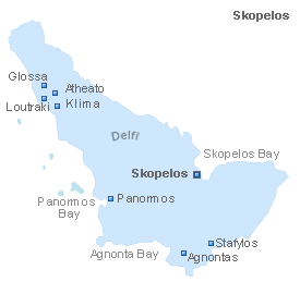 Map of Skopelos Island, Sporades Islands, Greece