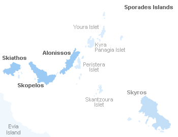 Map of Sporades Islands, Greece