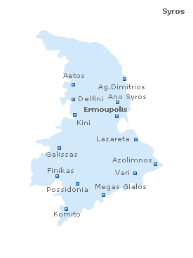 Map of Syros Island, Cyclades Islands, Greece