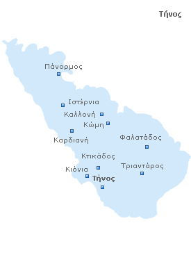Map of Τήνος Island, Cyclades Islands, Greece